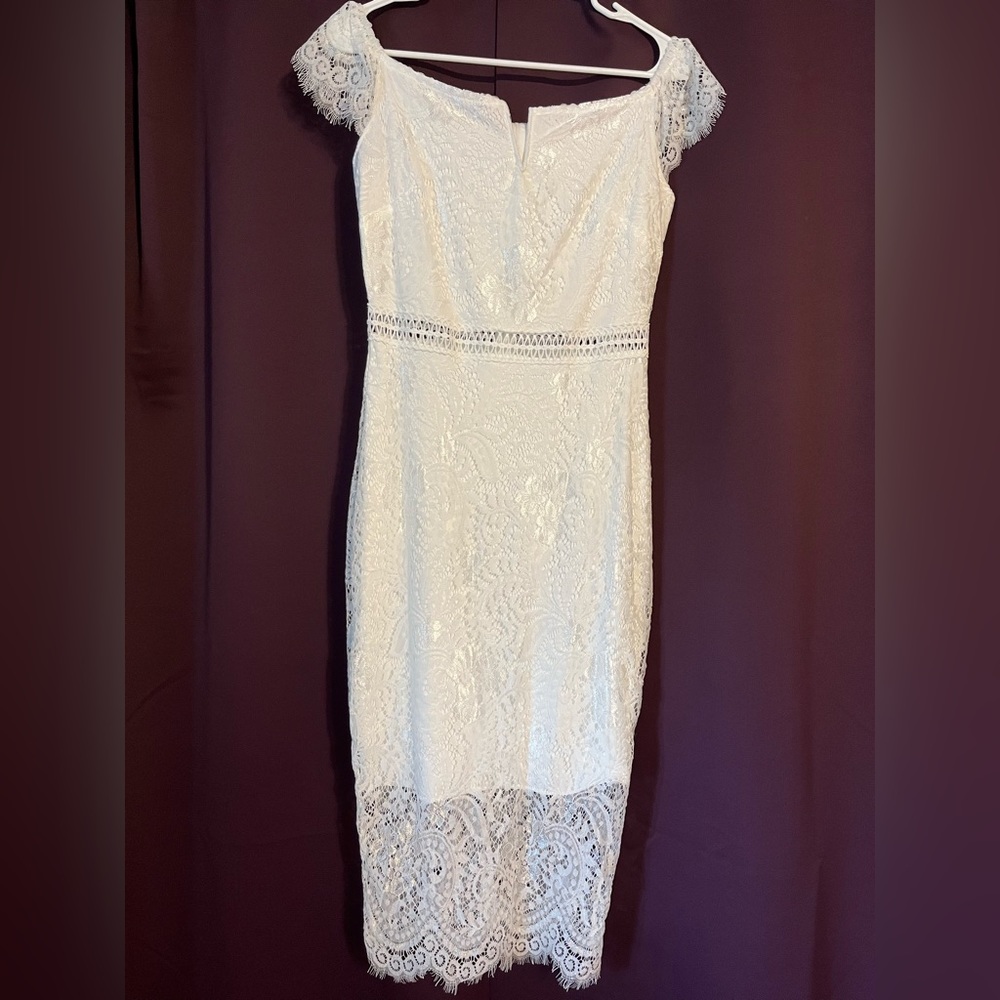 White Lace Midi Dress - Size M